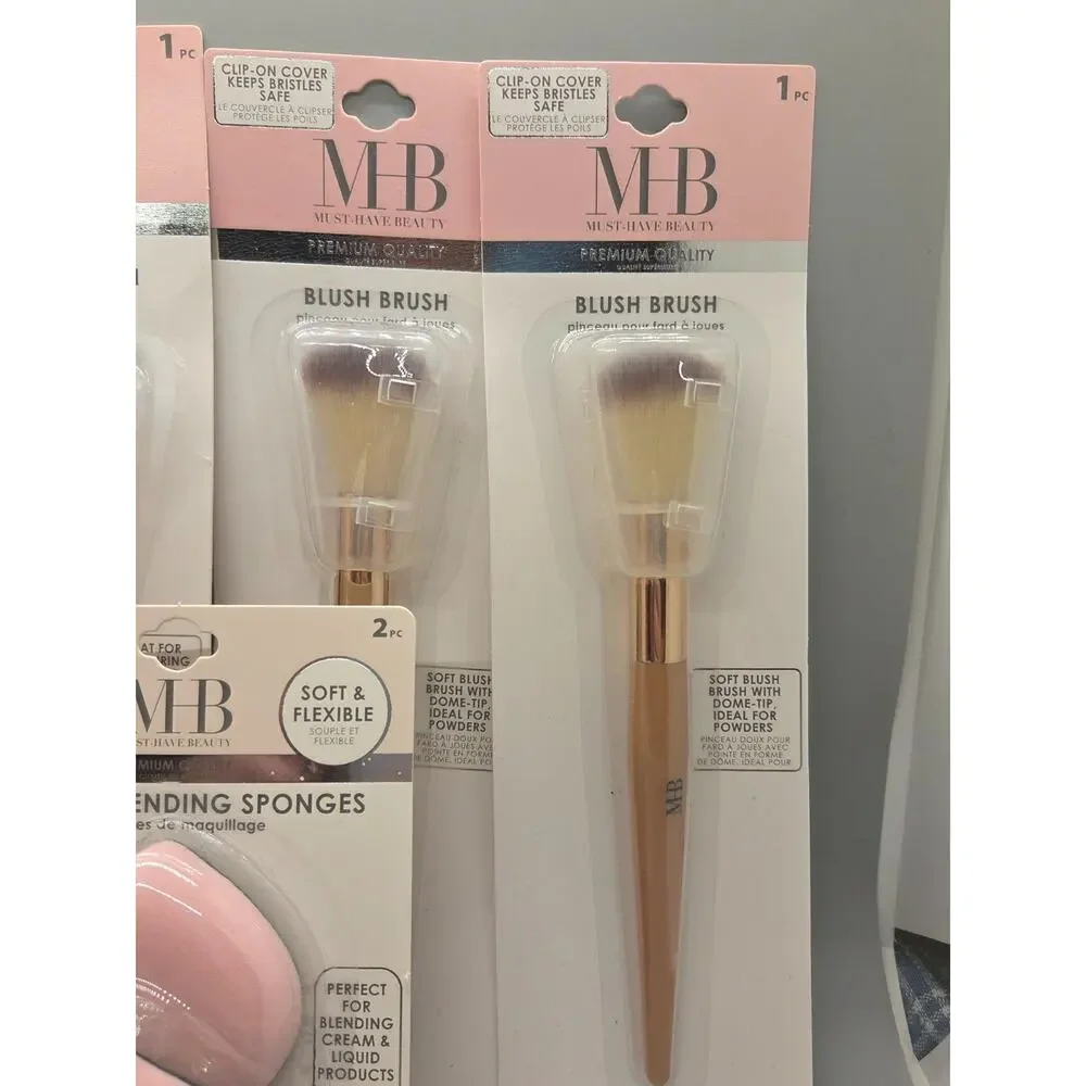 Must Have Beauty Make-Up Brush Collection Cover MHB 5 Brushes 2 sponge sets NIB